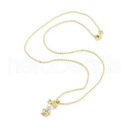 Brass Micro Pave Clear Cubic Zirconia Pendant Necklaces NJEW-Z035-01B-G-1