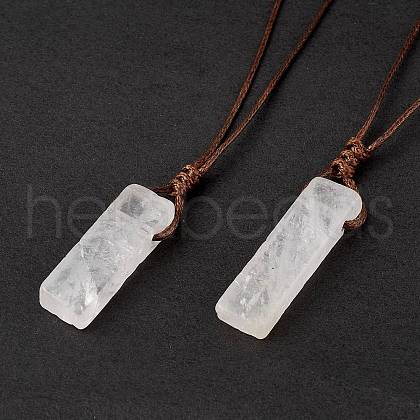 Natural Quartz Crystal Nugget Pendant Necklace with Waxed Cord for Women NJEW-F306-01H-1