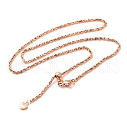 2mm Rack Plating Brass Rope Chain Adjustable Slider Necklaces for Women Men MAK-L044-06RG-1