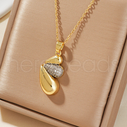 Fashionable Brass Necklace with Cubic Zirconia TB0672-2-1