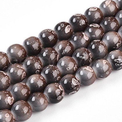 Baking Painted Glass Beads Strands DGLA-N008-8mm-09-1
