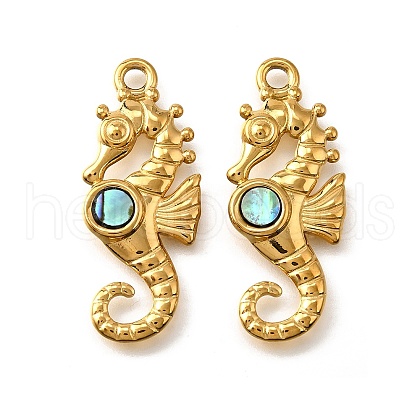 304 Stainless Steel Pave Natural Paua Shell Pendants STAS-C122-21D-01G-1