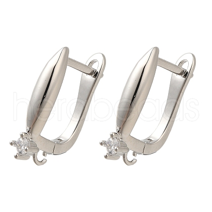 Rack Plating Brass Micro Pave Cubic Zirconia Hoop Earring Findings EJEW-H143-12P-1