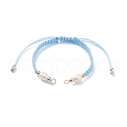 Half Finished Polyester Braided Pearl Bracelet AJEW-JB01128-03-1