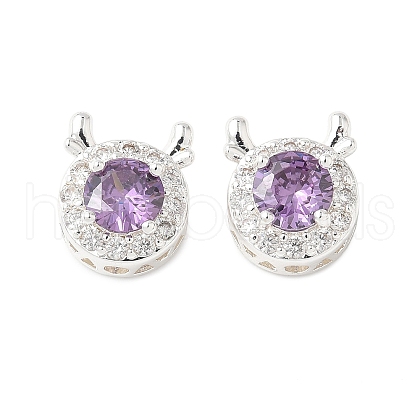 Brass Micro Pave Cubic Zirconia Beads KK-G531-01S-04-1