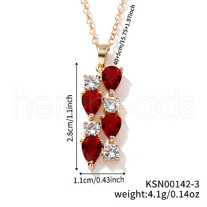 Brass Cubic Zirconia Long Tassel Pendant Necklaces for Fashionable Statement Style DV3387-3-1