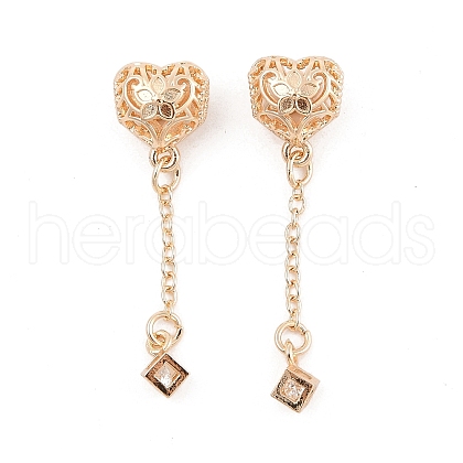 Rack Plating Brass Micro Pave Cubic Zirconia Pendants KK-F879-26G-1