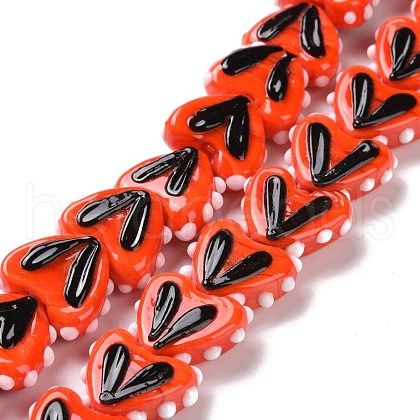 Heart Handmade Lampwork Beads Strands LAMP-G150-01F-1