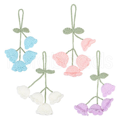 4Pcs 4 Colors Cotton Yarn Pendant Decorations HJEW-FG0001-21-1