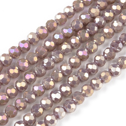 Round Full Rainbow Plated Faceted(32 Facets) Electroplate Glass Beads Strands X-EGLA-J130-FR12-1