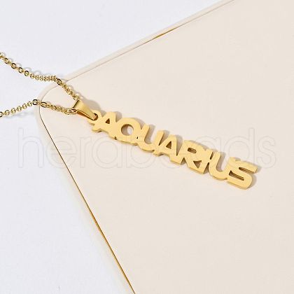 304 Stainless Steel Word Constellation Pendant Necklaces FS-WGAAB2A-08-1