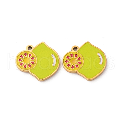 Fruit Seris 304 Stainless Steel Enamel Charms STAS-U060-03G-02-1