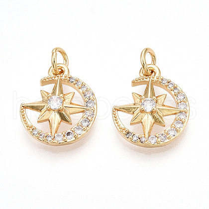 Brass Micro Pave Cubic Zirconia Pendants KK-T070-58G-1