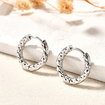 Non-Tarnish 304 Stainless Steel Grooved Hoop Earrings EJEW-M218-01A-P-1