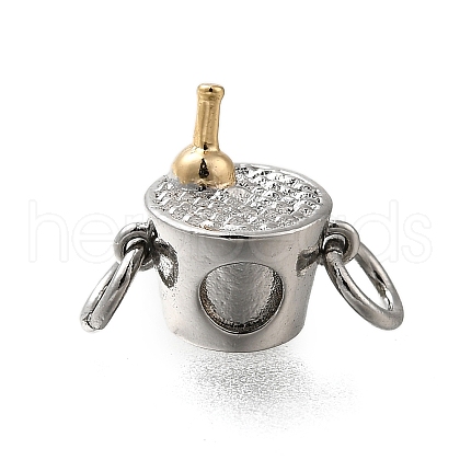 Brass Champagne Wine Bucket Charms KK-V002-21GP-1