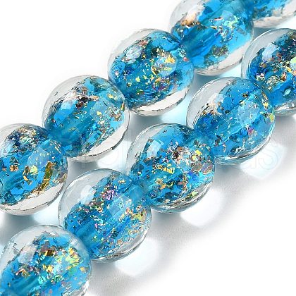 Handmade Dichroic Foil Glass Beads Strands DICH-U001-06D-1