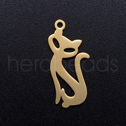 201 Stainless Steel Kitten Pendants STAS-Q201-JN288-2-1