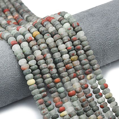 Natural African Bloodstone Beads Strands G-P575-A55-6x4mm-1