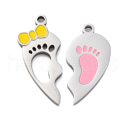 304 Stainless Steel Enamel Split Pendants STAS-H235-04B-P-1
