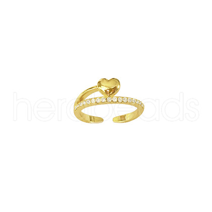 Simple Style Brass Micro Pave Clear Cubic Zirconia Cuff Rings FS-WGDCF78-01-1