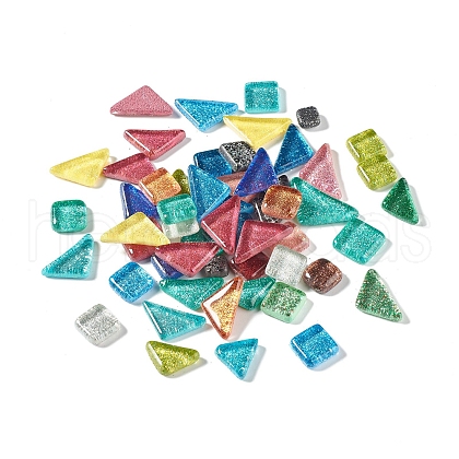 Mixed Shape with Glitter Powder Mosaic Tiles Glass Cabochons DIY-P045-06-1