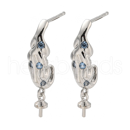 Rack Plating Brass Micro Pave Clear Cubic Zirconia Studs Earrings Finding KK-T072-11P-1