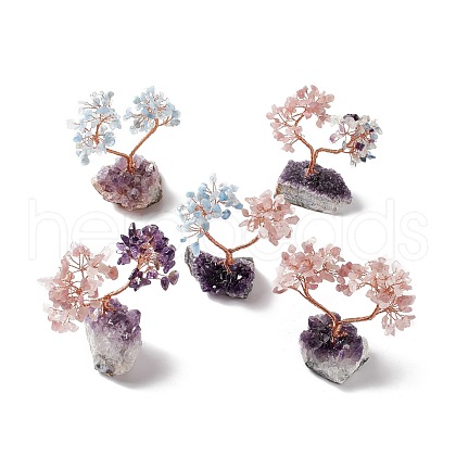 Natural Gemstone Tree Display Decoration DJEW-G027-03RG-1
