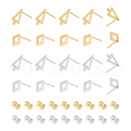 Unicraftale 80Pcs 4 Styles 201 Stainless Steel Stud Earring Findings EJEW-UN0002-42-1