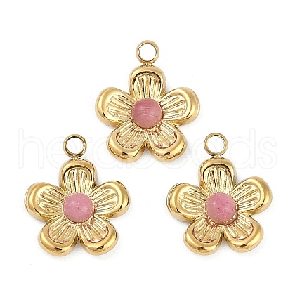 Natural Rhodonite Flower Charms STAS-I325-143G-04-1