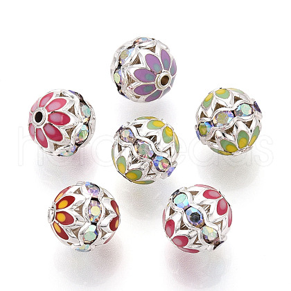 Round Brass Rhinestone Beads KK-Q080-01B-S-1