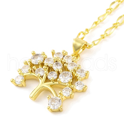 Brass Pave Clear Cubic Zirconia Pendant Necklaces for Women NJEW-S430-03G-02-1