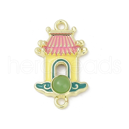Alloy Enamel Chinese House Connector Charms PALLOY-R151-73G-02-1
