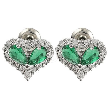 Cubic Zirconia Heart Stud Earrings EJEW-I304-17P-03-1