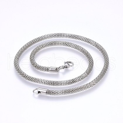 Non-Tarnish 304 Stainless Steel Mesh Chain Necklaces NJEW-F227-10P-04-1