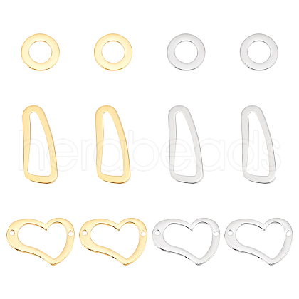 Unicraftale 12Pcs 6 Style 304 Stainless Steel Linking Rings STAS-UN0040-39-1