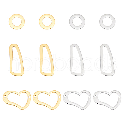 Unicraftale 12Pcs 6 Style 304 Stainless Steel Linking Rings STAS-UN0040-39-1