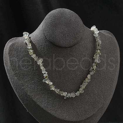 Natural Prehnite Chip Beaded Necklaces for Men Women NJEW-G159-01Q-1