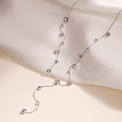304 Stainless Steel Micro Pave Clear Cubic Zirconia Pendant Necklaces NJEW-Z088-01P-1
