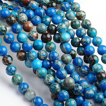 Dyed Natural Imperial Jasper Round Bead Strands G-M274-05-4mm-1