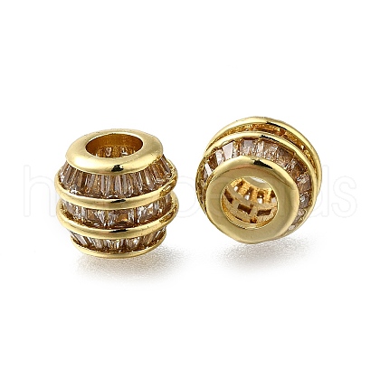 Brass Micro Pave Clear Cubic Zirconia European Beads ZIRC-I070-050G-1