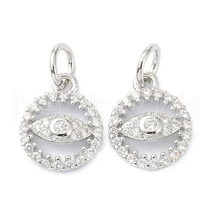 Brass Cubic Zirconia Charms ZIRC-C022-11P-1