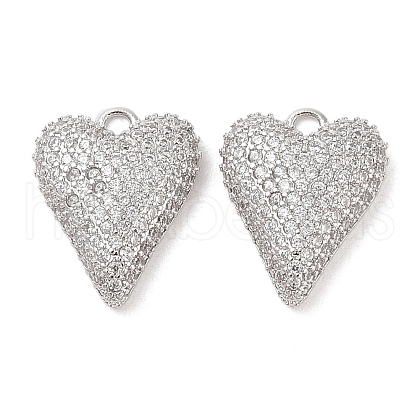 Brass Micro Pave Clear Cubic Zirconia Pendants KK-S388-01P-03-1