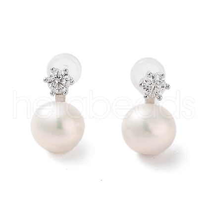 Natural Pearl Stud Earrings for Women EJEW-C082-12B-P-1