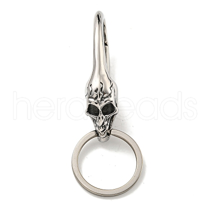 Tibetan Style 316 Surgical Stainless Steel Fittings with 304 Stainless Steel Key Ring FIND-Q101-16AS-1