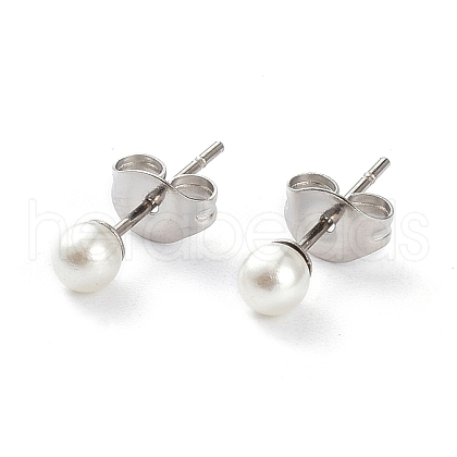 Plastic Imitation Pearl Stud Earrings STAS-D0001-03-P-B-1