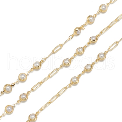 Handmade CCB Plastic Imitation Pearl Beaded Chains CHC-K011-25G-1