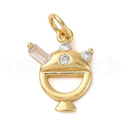 Brass Micro Pave Cubic Zirconia Dessert Charms KK-P308-63G-1