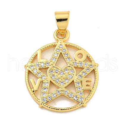 Rack Plating Brass Micro Pave Cubic Zirconia Pendants KK-B091-50A-G-1