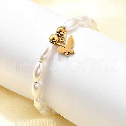 304 Stainless Steel Butterfly Charm Bracelets for Women BJEW-C098-08G-1