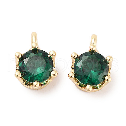 Brass Micro Pave Cubic Zirconia Charms KK-C051-39G-06-1